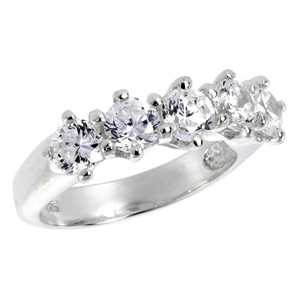 Sterling Silver CZ Wedding Band Sizes 6 7 8 9 10